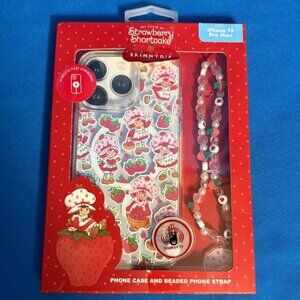 BRAND NEW STRAWBERRY SHORTCAKE IPHONE 15 PRO MAX PHONE CASE & BEADED PHONE STRAP
